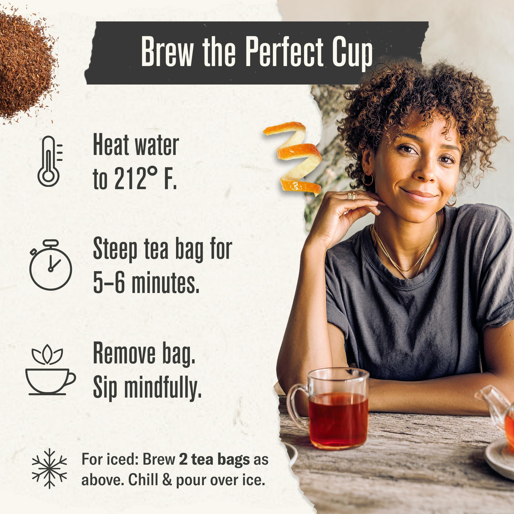 Numi Rooibos vanilla note close-up highlights natural sweetness and depth.