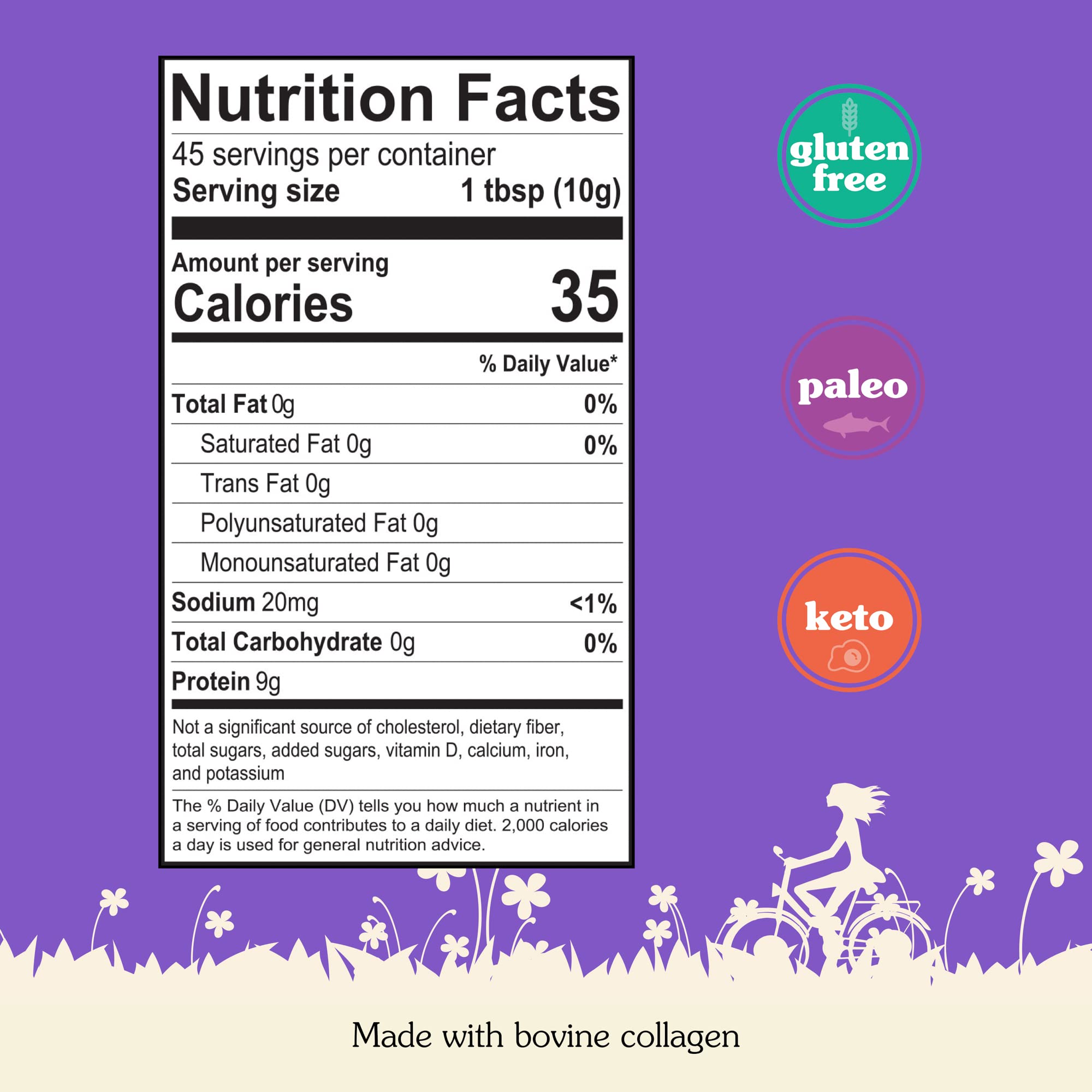 NuNaturals beef gelatin powder in measuring cup for precise, keto-friendly thickening