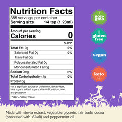 NuNaturals Cocoa Mint Syrup pour showcases sugar-free flavor for coffee and shakes.