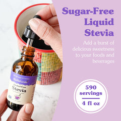 NuNaturals liquid stevia bottle pour for a smooth cup of tea.