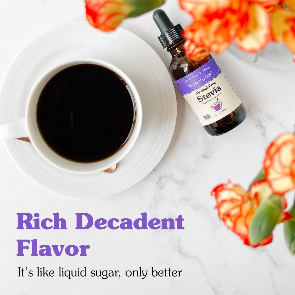 NuNaturals kitchen scene showcasing versatile sweetener for beverages and baking