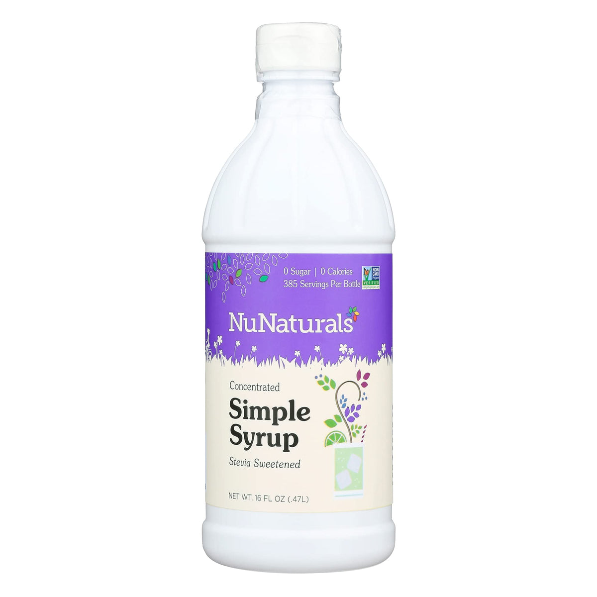 NuNaturals Stevia Simple Syrup bottle shown as sugar-free sweetness option