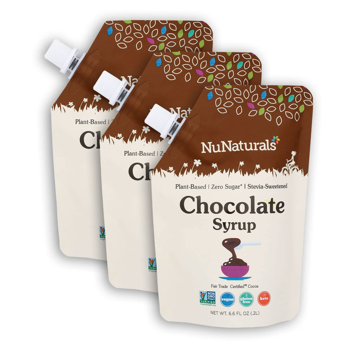 NuNaturals Stevia Syrup chocolate bottle provides sugar-free sweetness for coffee