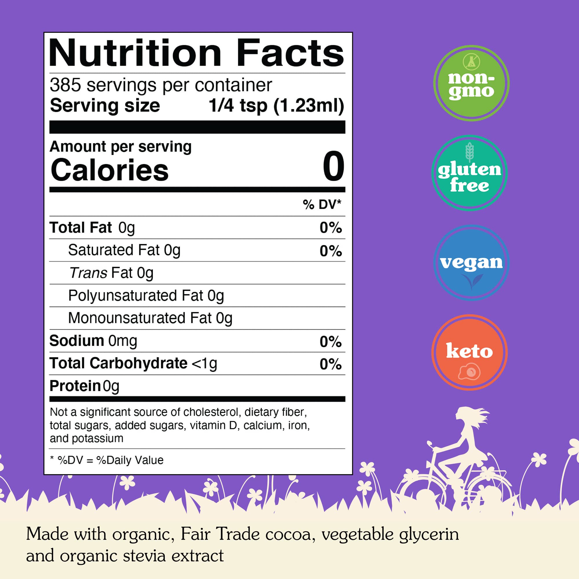 NuNaturals Stevia Syrup chocolate drizzle highlights rich flavor without sugar