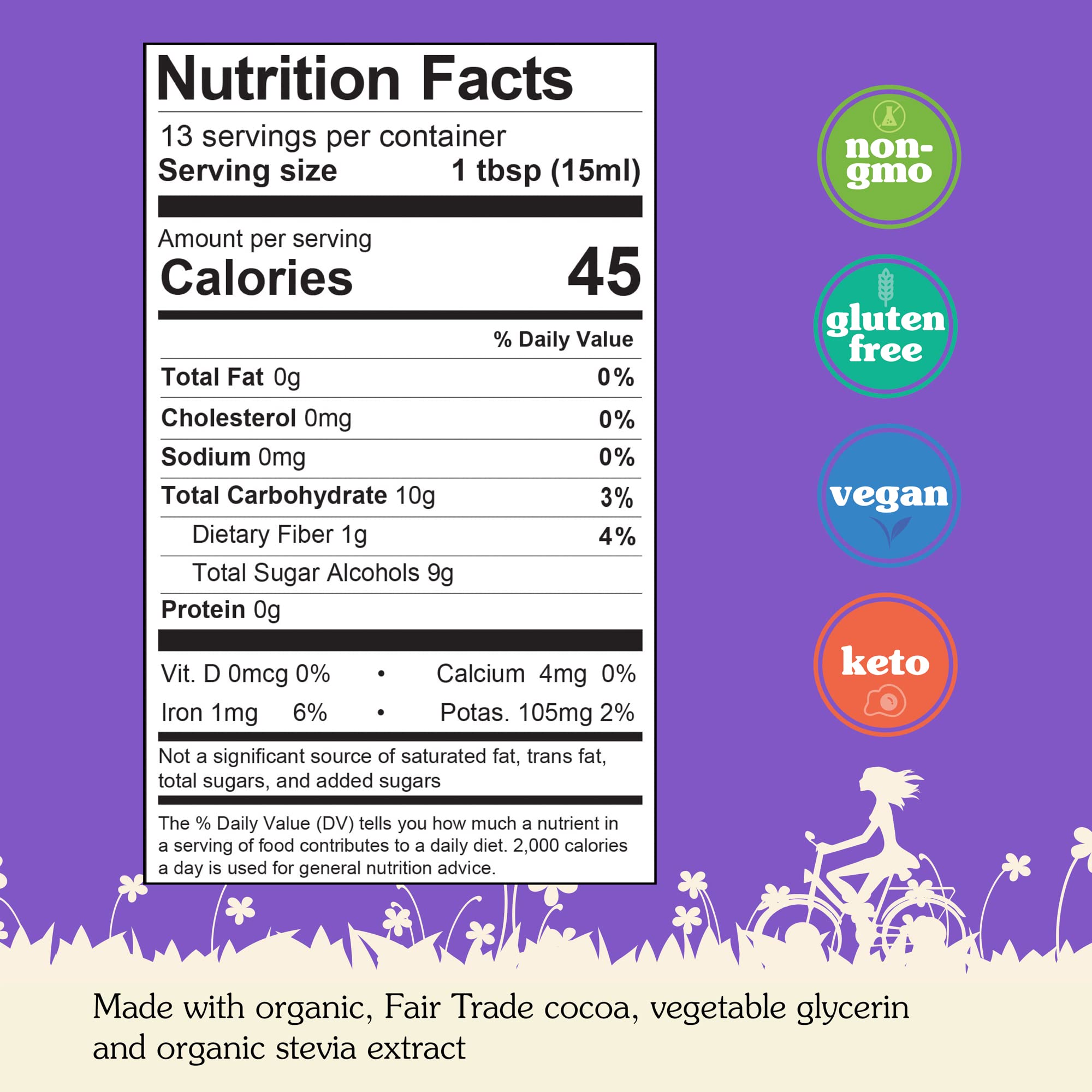 NuNaturals Stevia Syrup chocolate pump cap enables quick drizzle for desserts