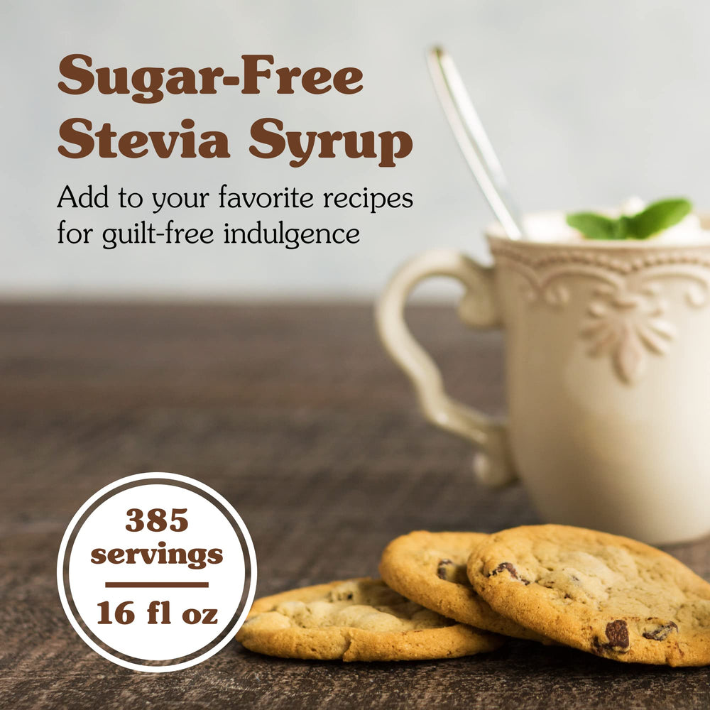 NuNaturals Stevia Syrup ingredients close-up highlights plant-based sweetness without calories.
