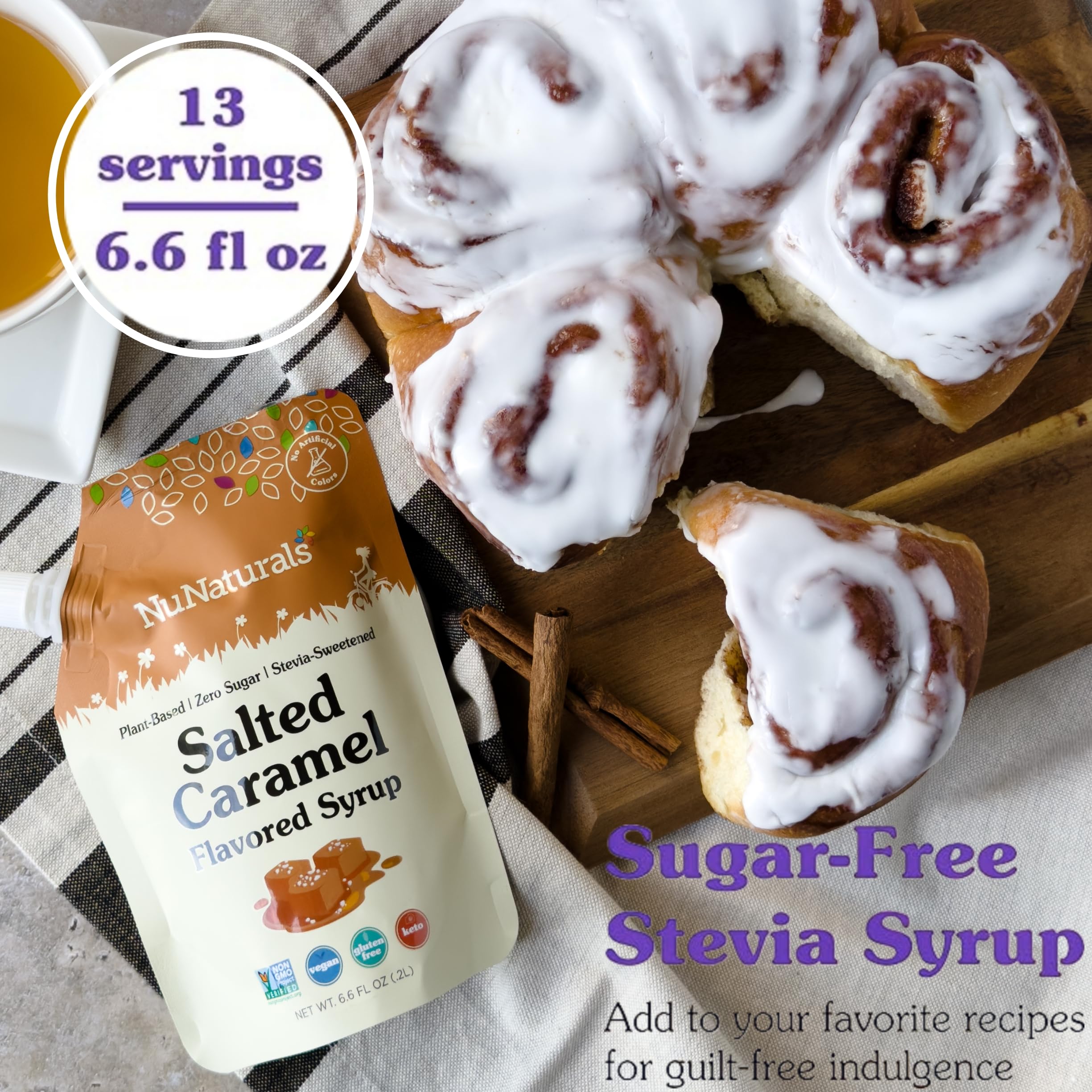 Nunaturals Stevia Syrup Salted Caramel waffle pancake drizzle adds indulgent flavor without sugar