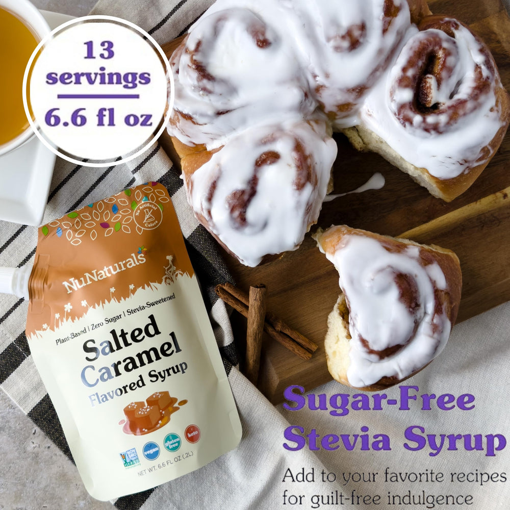 Nunaturals Stevia Syrup Salted Caramel waffle pancake drizzle adds indulgent flavor without sugar