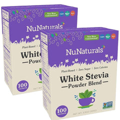 NuNaturals white stevia packets on-the-go for zero-calorie sweetness.