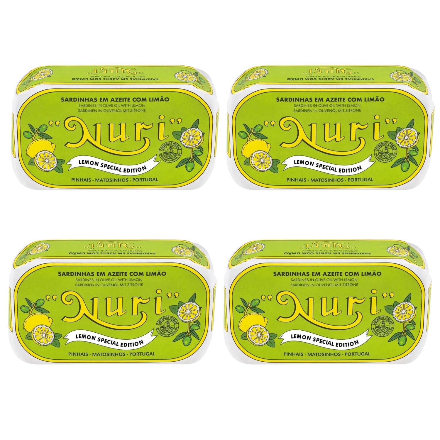 NURI Portuguese sardines in olive oil and lemon in a gift-ready 4-pack