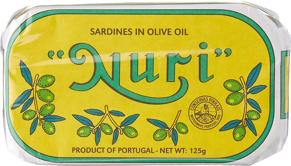 Nuri sardines in olive oil can served with salads.
