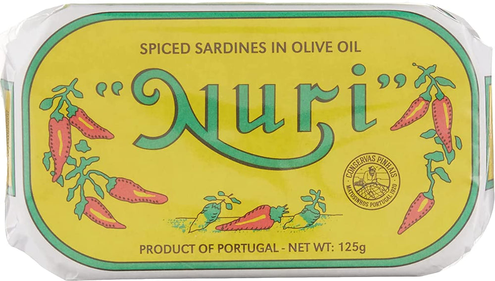 Nuri spiced sardines with Mediterranean flavors for salads or tapas