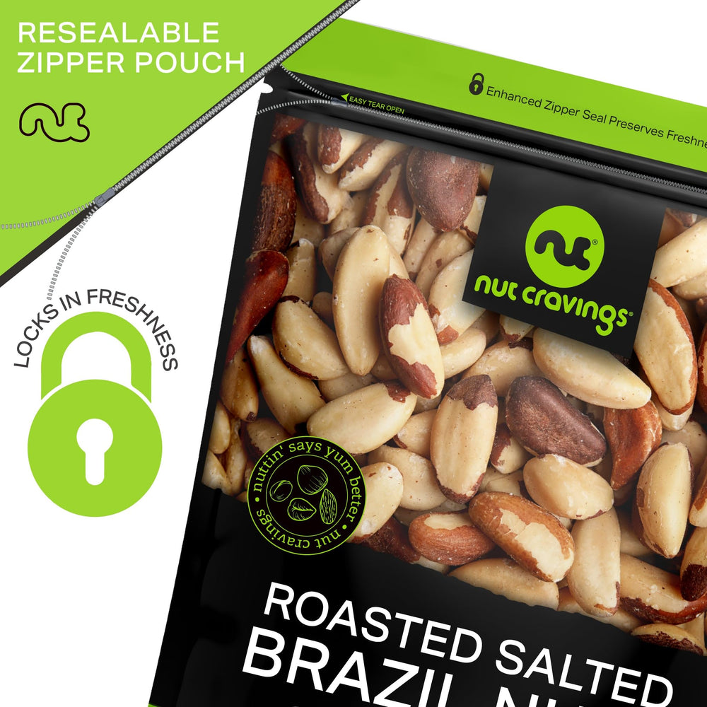 Nut Cravings Brazil nuts snack-ready; convenient portable crunch.