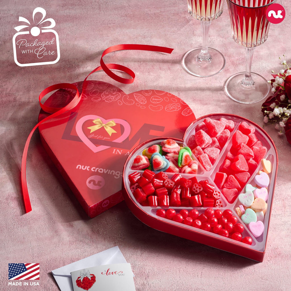 Nut Cravings Easter basket open reveals colorful candies ready for gifting or filling baskets.