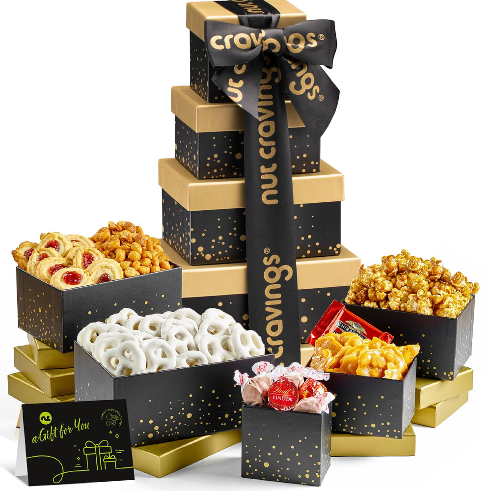 Nut Cravings Easter chocolate covered pretzels gift tower, perfect for gifting