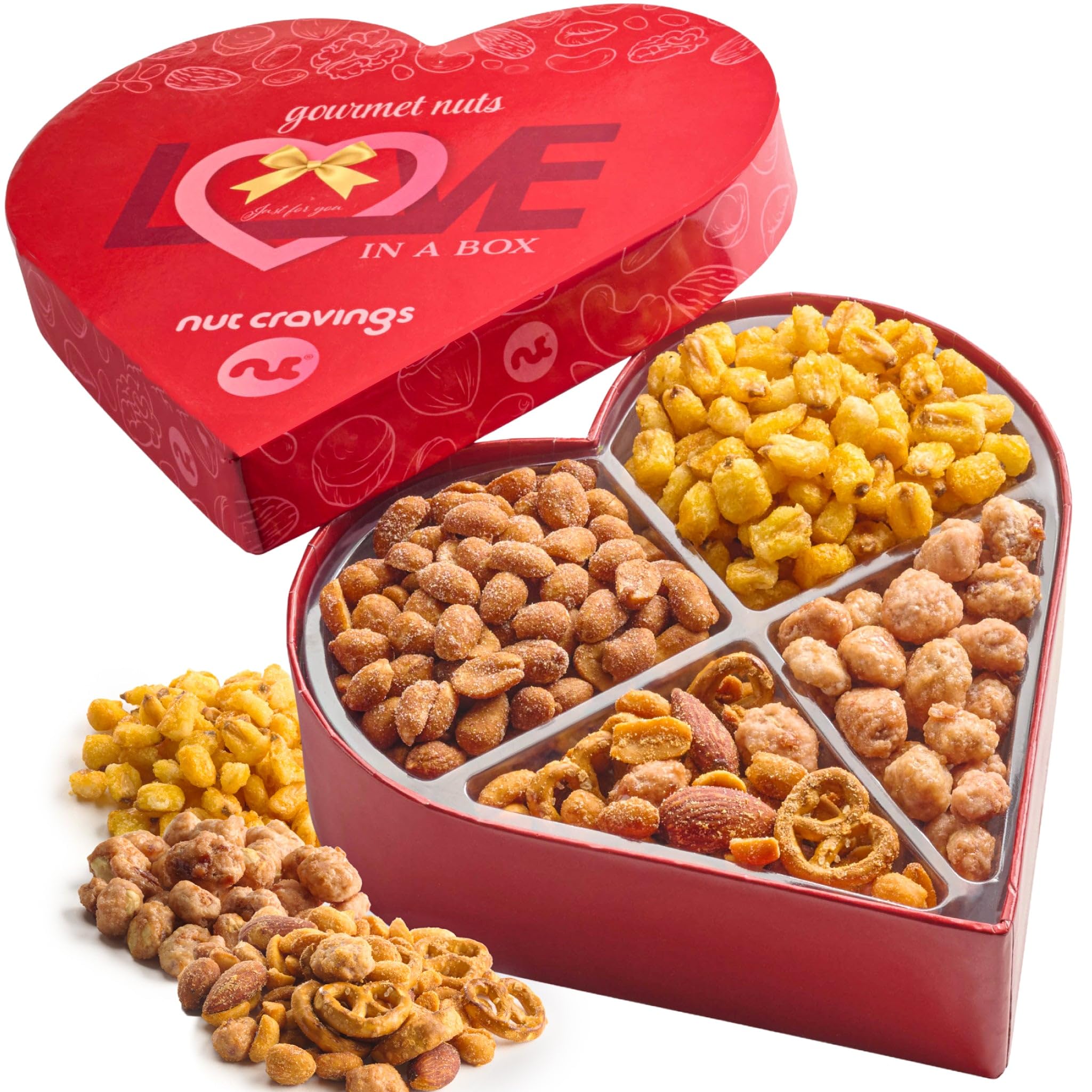 Nut Cravings Easter Heart Gift Basket on display, ideal for sharing with loved ones.
