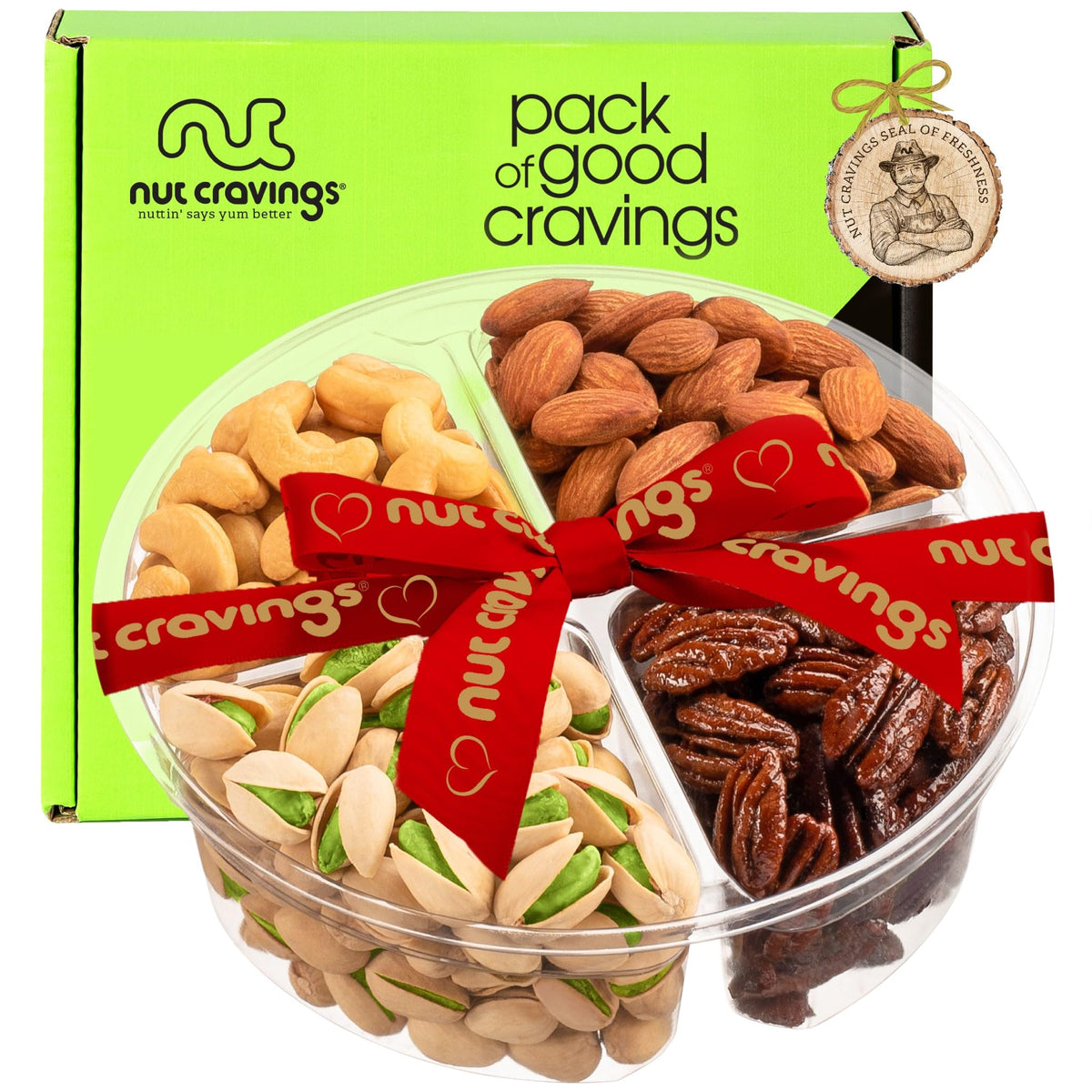 Nut Cravings Easter mixed nuts gift box with four-nut assortment, ideal for gifting.