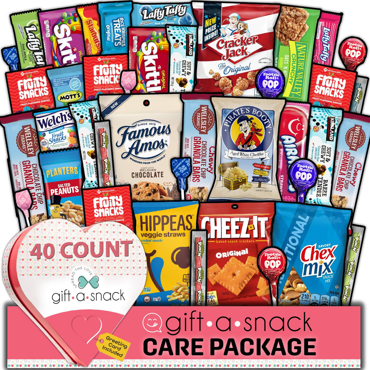 Nut Cravings Gift A Snack heart box front view for a ready-to-gift Valentine packaging