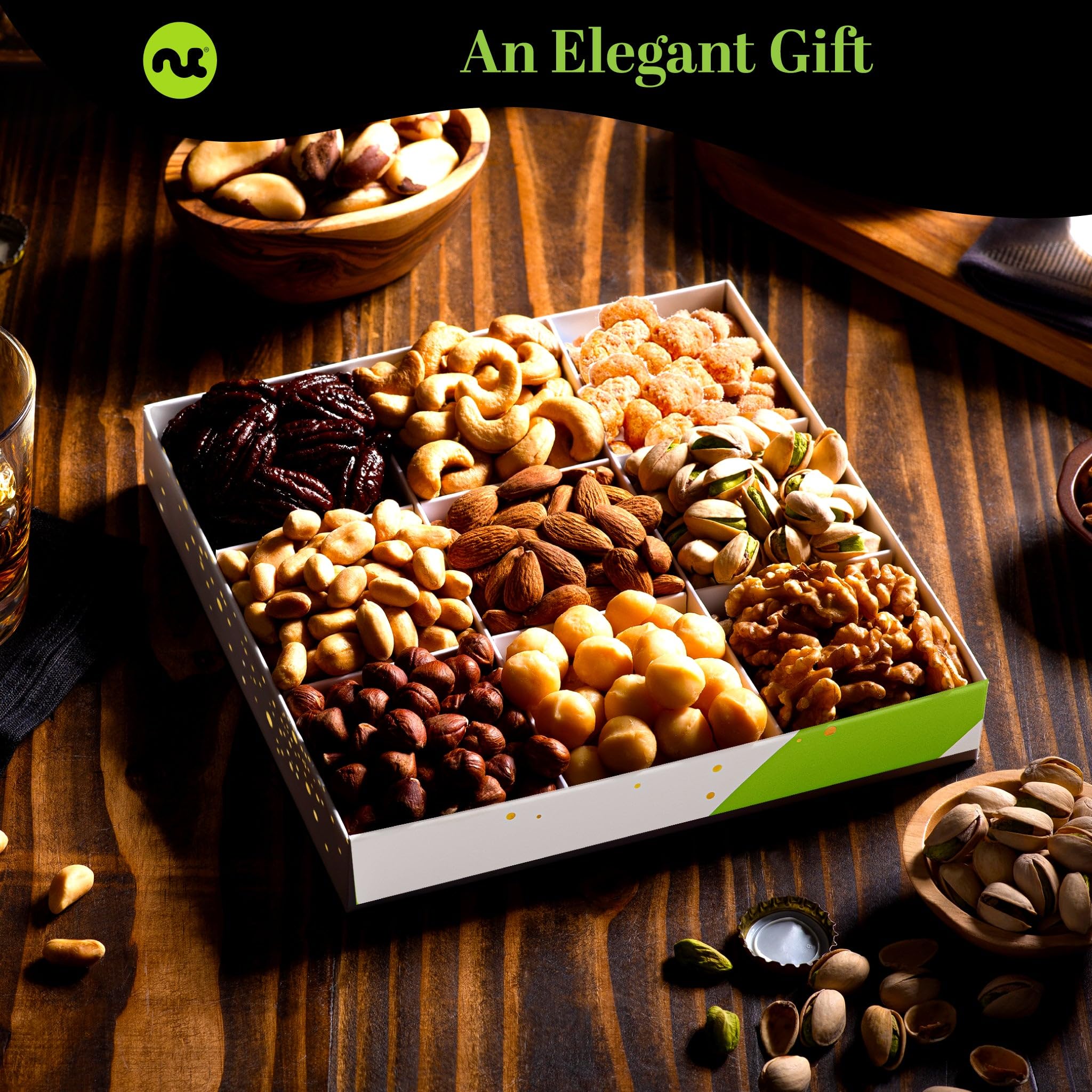 Honey glazed pecans provide sweet and crunchy notes