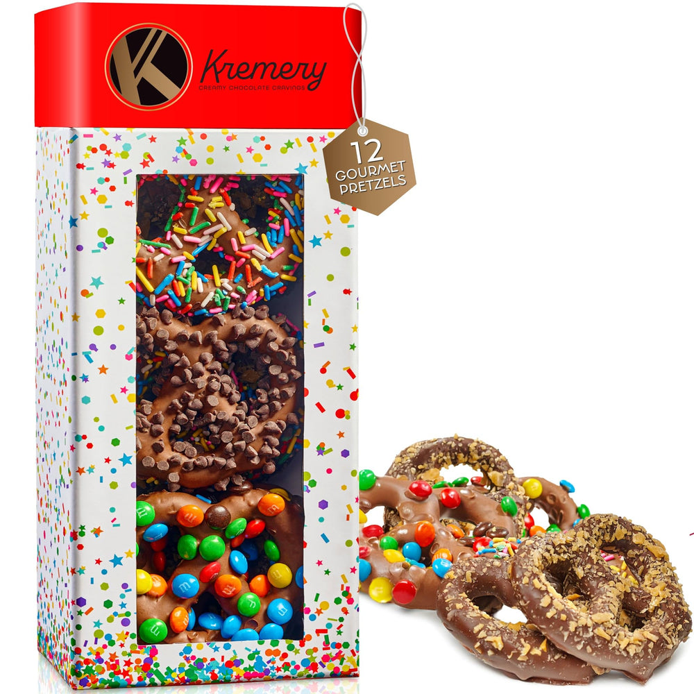 Nut Cravings KREMERY Easter pretzel twists with colorful toppings for festive snacking
