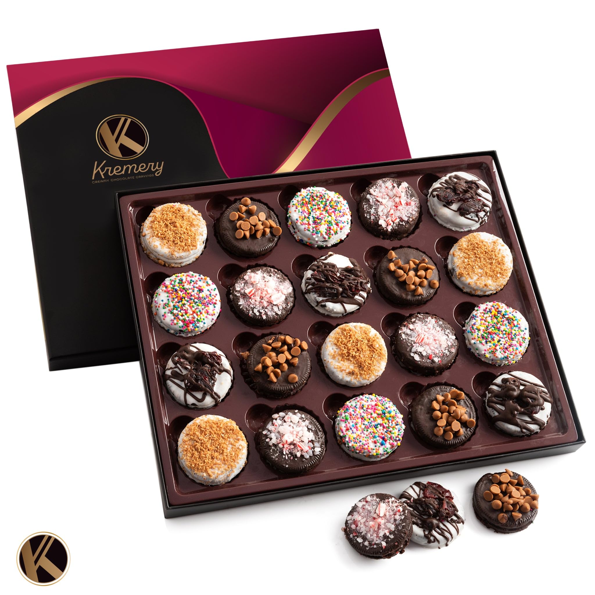 Nut Cravings KREMERY elegant packaging in black, maroon, gold