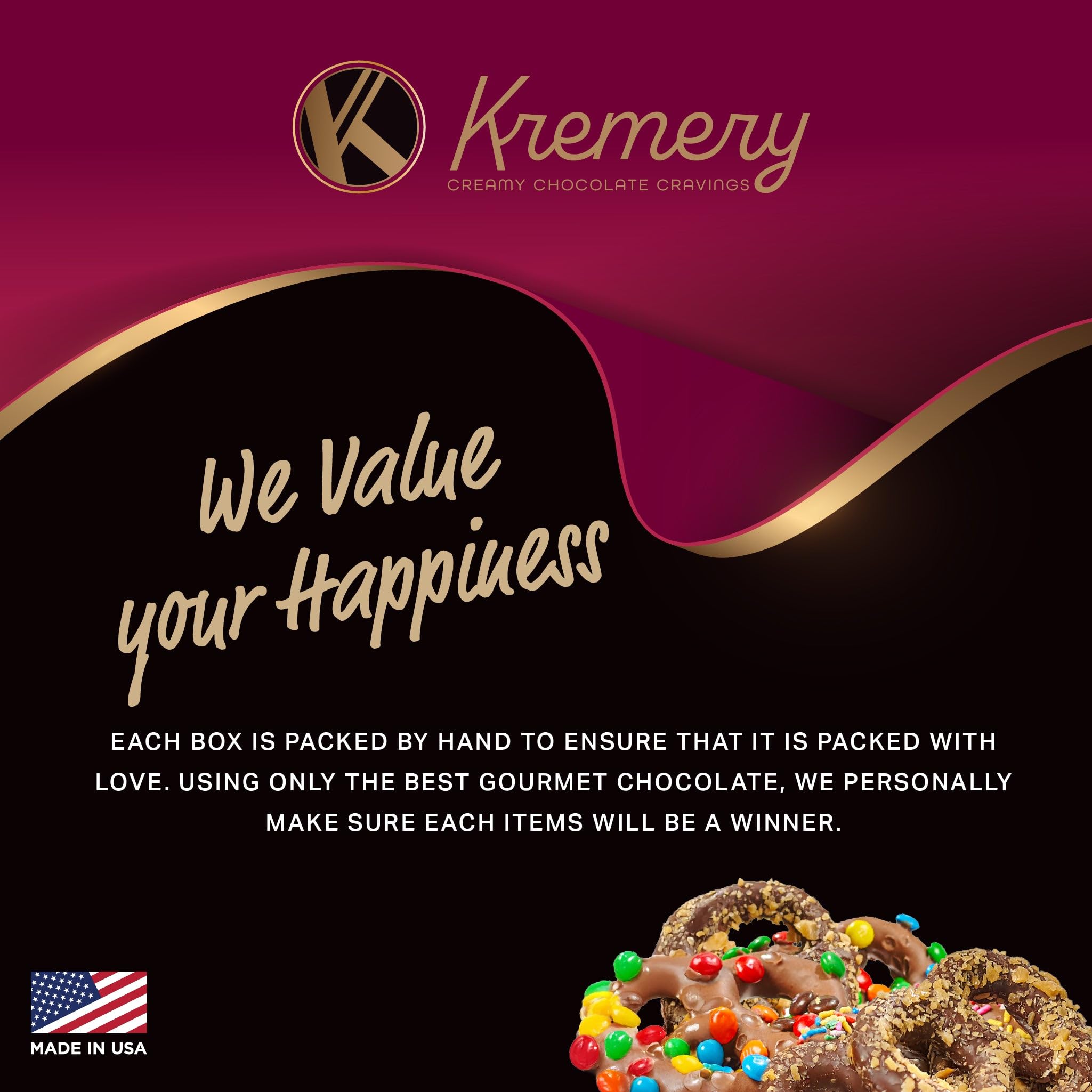 Nut Cravings KREMERY twelve pretzels displayed in a festive gift tray
