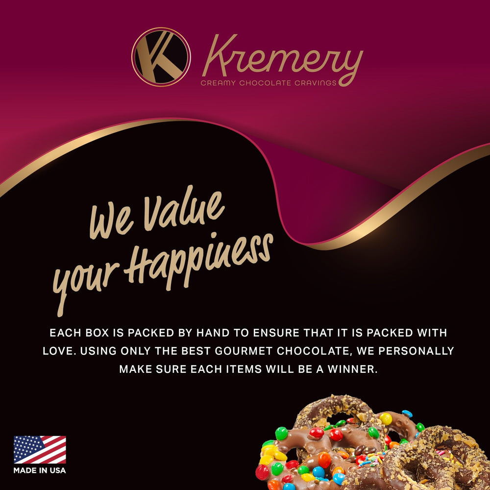 Nut Cravings KREMERY twelve pretzels displayed in a festive gift tray