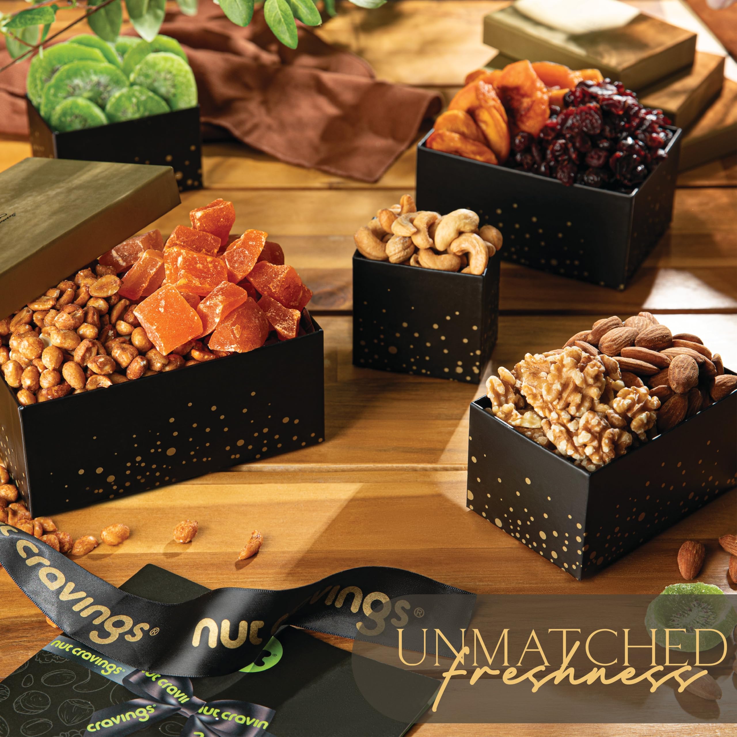 Nut Cravings assorted nuts and dried fruits offer savory and sweet flavor balance.
