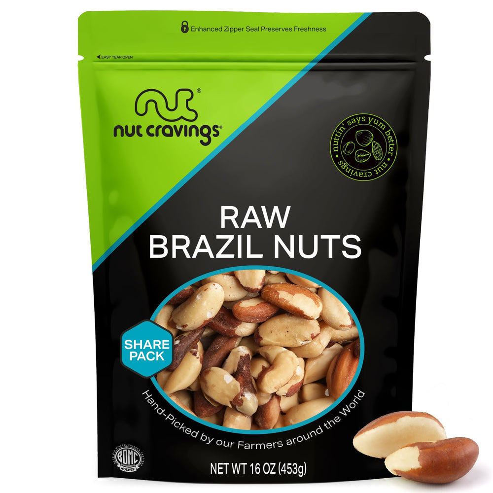 Nut Cravings raw Brazil nuts in a bag for a crunchy snack