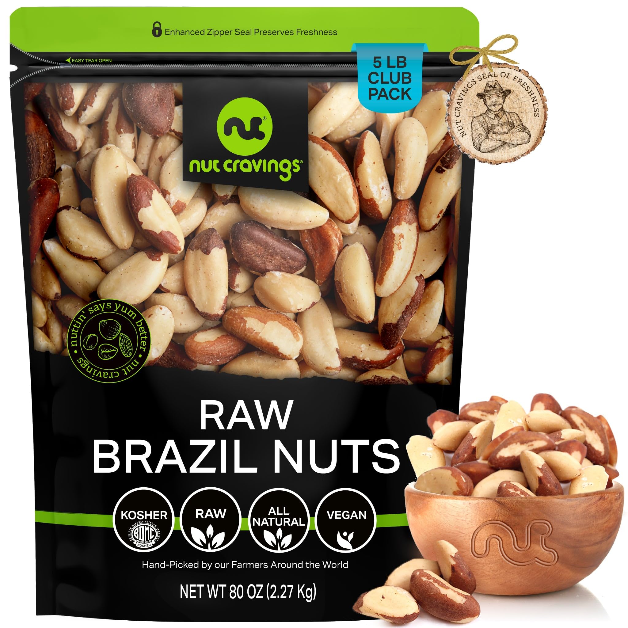 Nut Cravings raw Brazil nuts unsalted in bulk bag ready for snacking