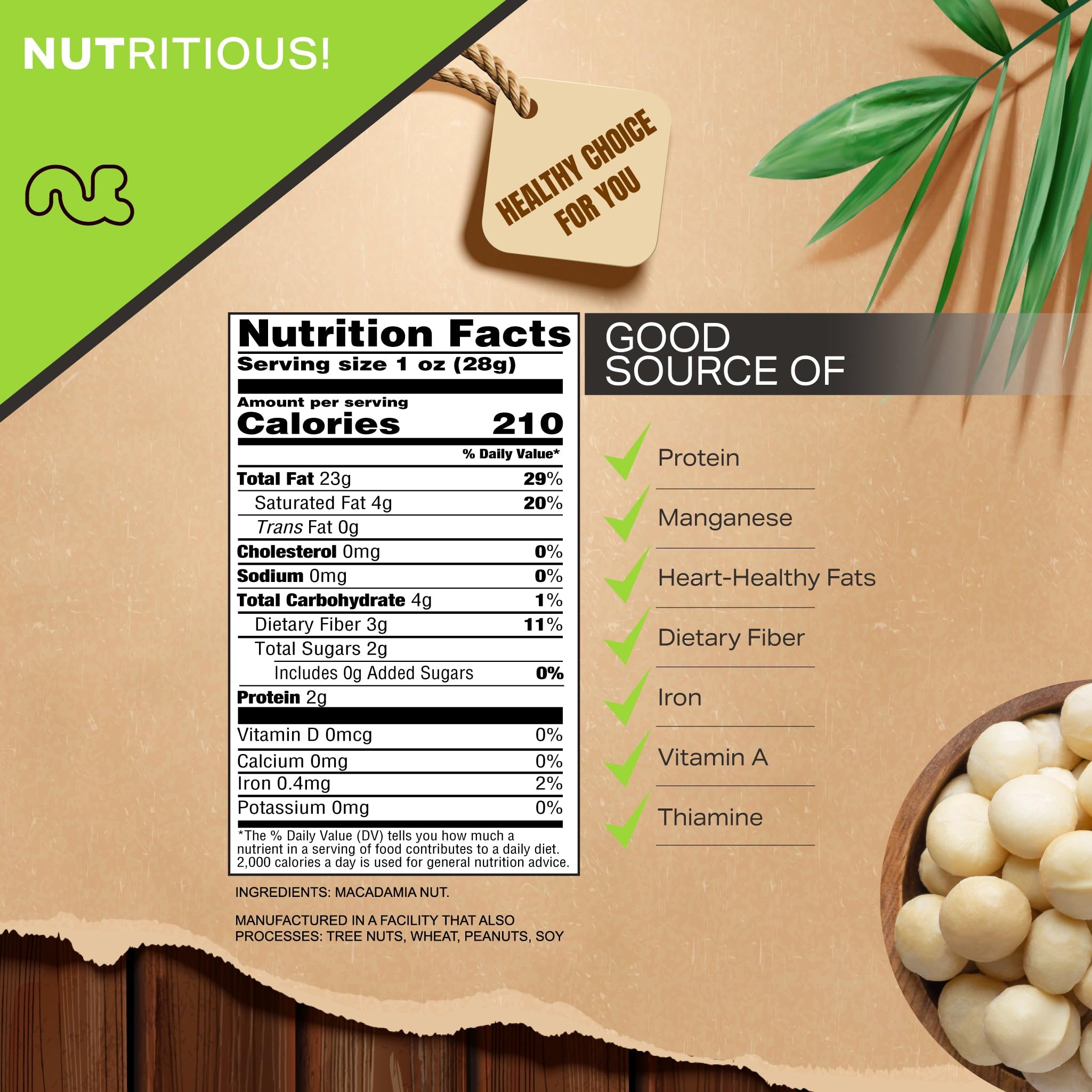 Closeup of Nut Cravings macadamia nuts showing creamy texture for snacking.