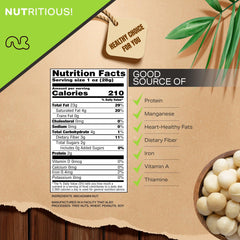 Closeup of Nut Cravings macadamia nuts showing creamy texture for snacking.