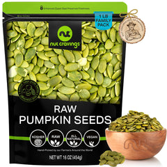 Nut Cravings raw pumpkin seeds pepitas in a resealable bag for fresh snacking