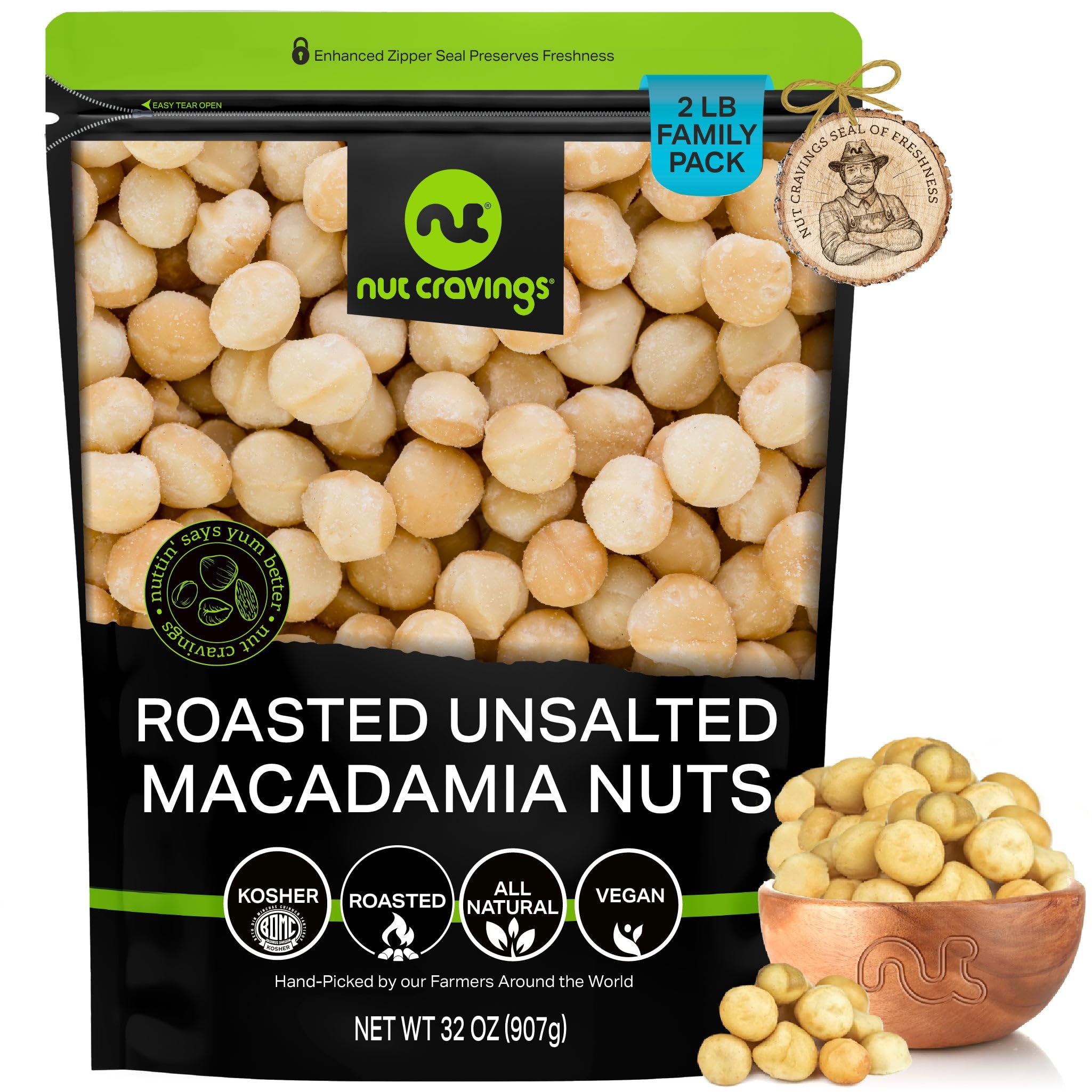 Nut Cravings roasted macadamia no-shell bulk bag for snacking
