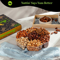Nut Cravings round nut tray with clear lid for sharing