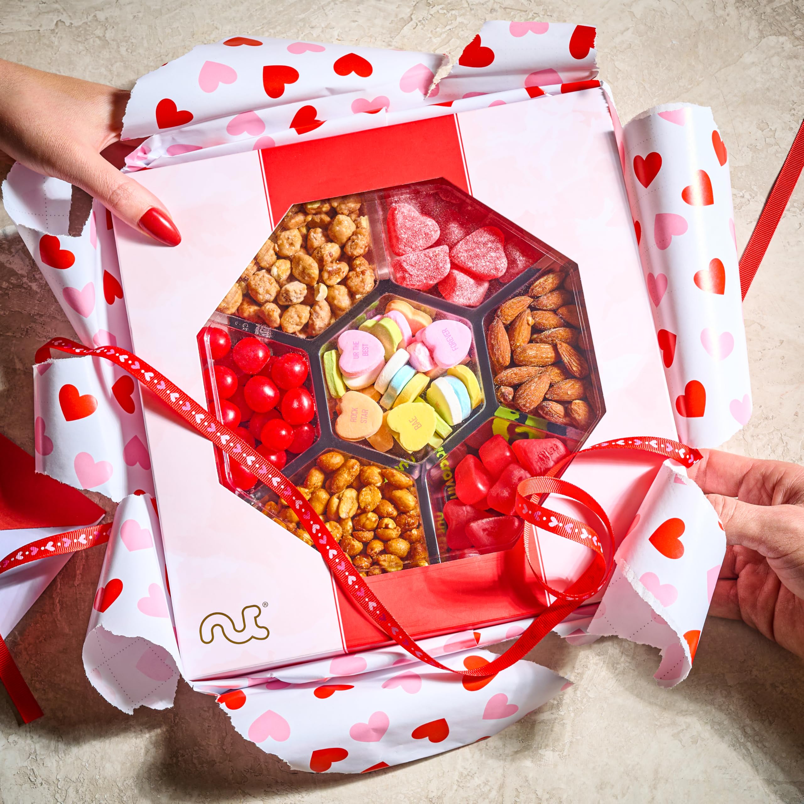 Nut Cravings seven-assortment gift tray for sharing and gifting