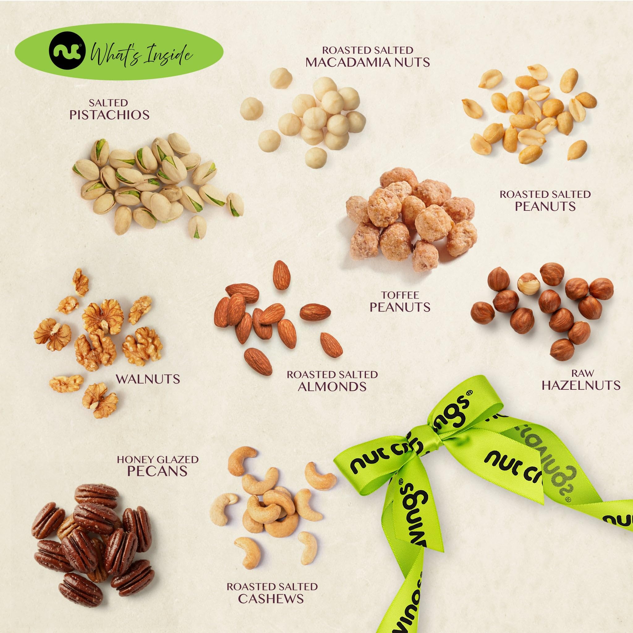 Toffee peanuts join the nine-nut selection for a rich snack