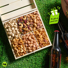 Nut Cravings wooden tray for snacks keeps treats organized and ready