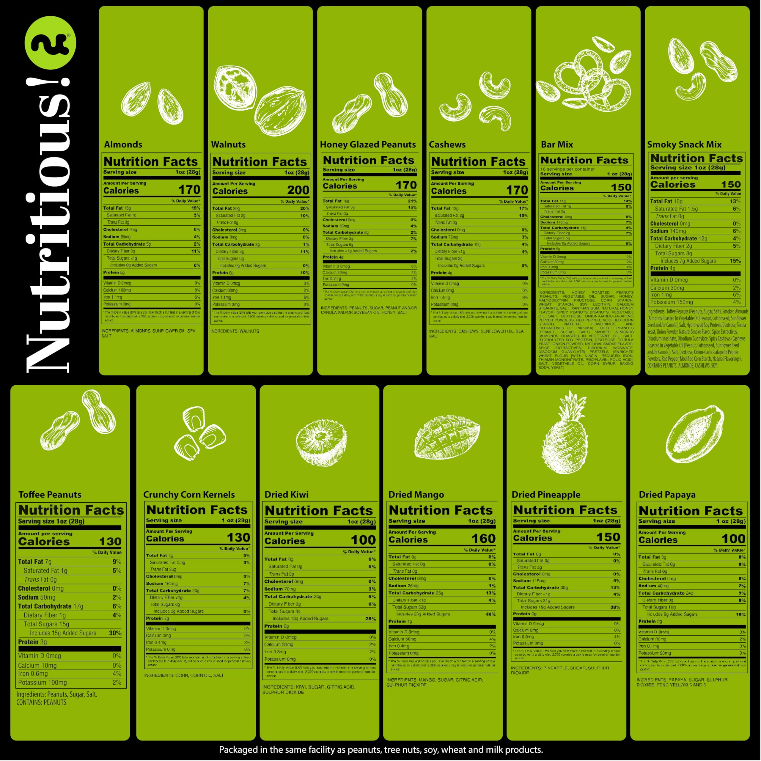 Wooden tray with Nut Cravings green and black ribbon presenting premium snacks