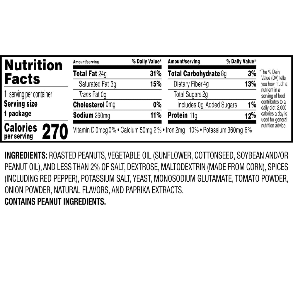 Nut Harvest Flamin' Hot Peanuts flavor-packed portions ideal for quick breaks
