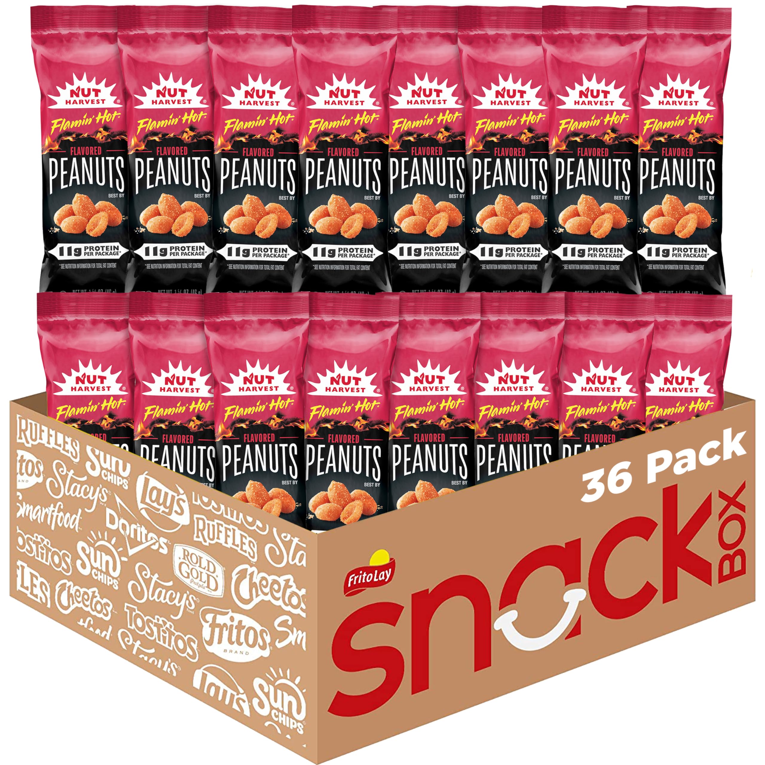 Nut Harvest Flamin' Hot Peanuts snack bags for on-the-go energy and flavor