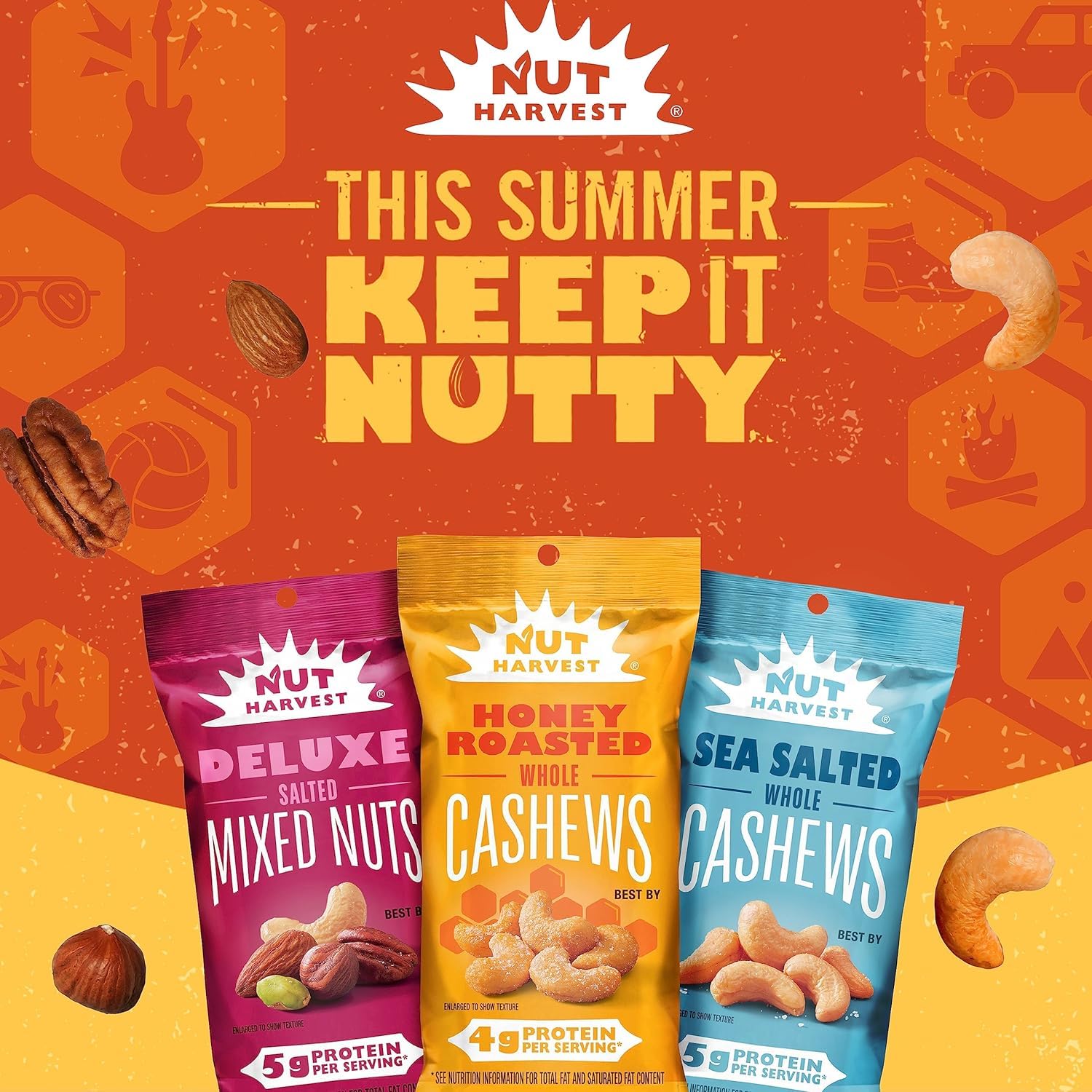 Nut Harvest Honey Roasted Peanuts back-of-pack detail nutrition and ingredients.