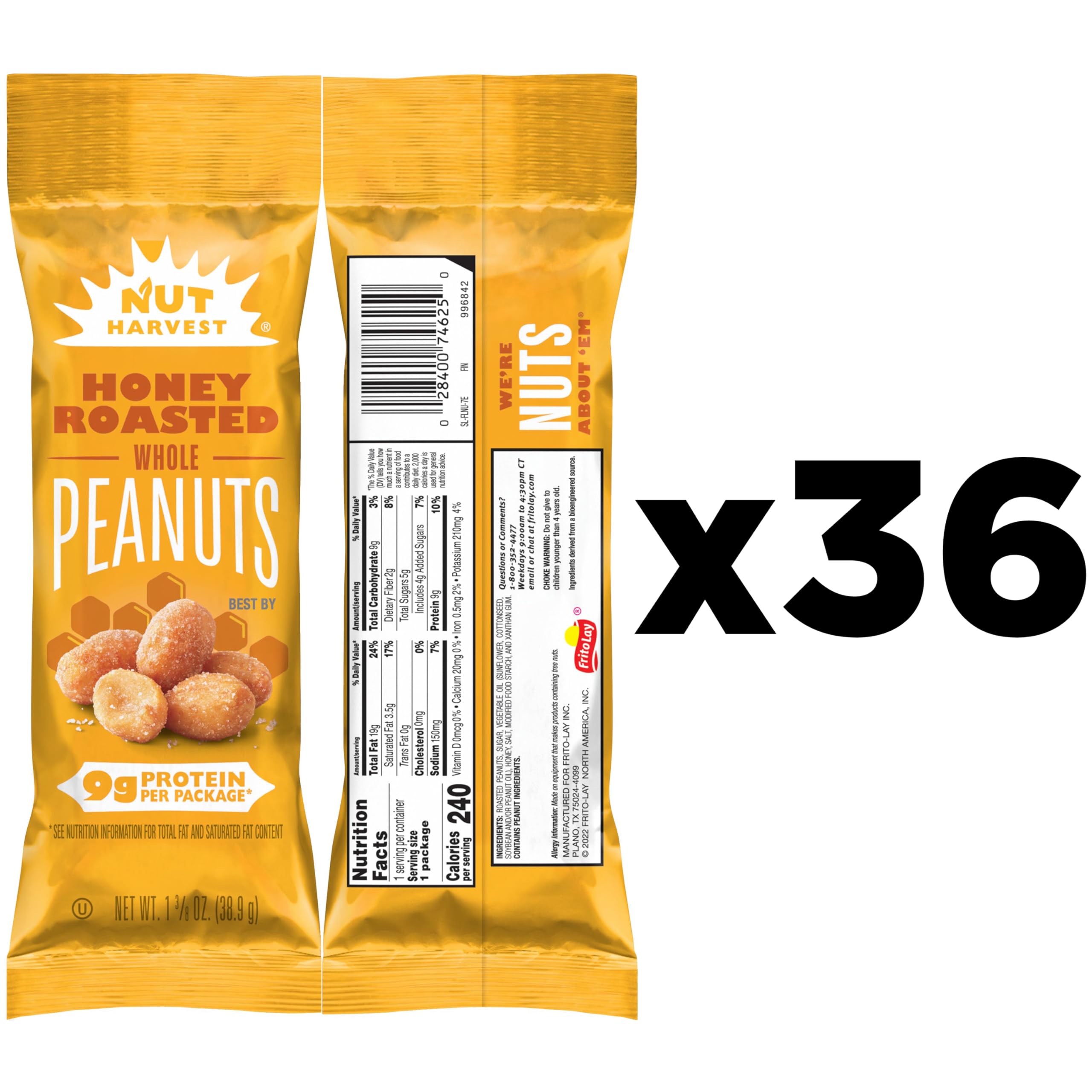 Nut Harvest Honey Roasted Peanuts close-up highlight crisp texture and inviting aroma.