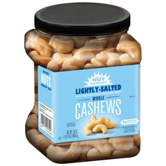 Nut Harvest Lightly Salted Cashews jar front, premium snack for busy days
