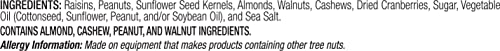 Nut Harvest mix ingredients spread with raisins, nuts and cranberries for snacking variety.
