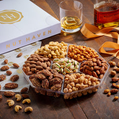 Nut Haven deluxe mixed nuts display, perfect for celebrations and shared snacking.