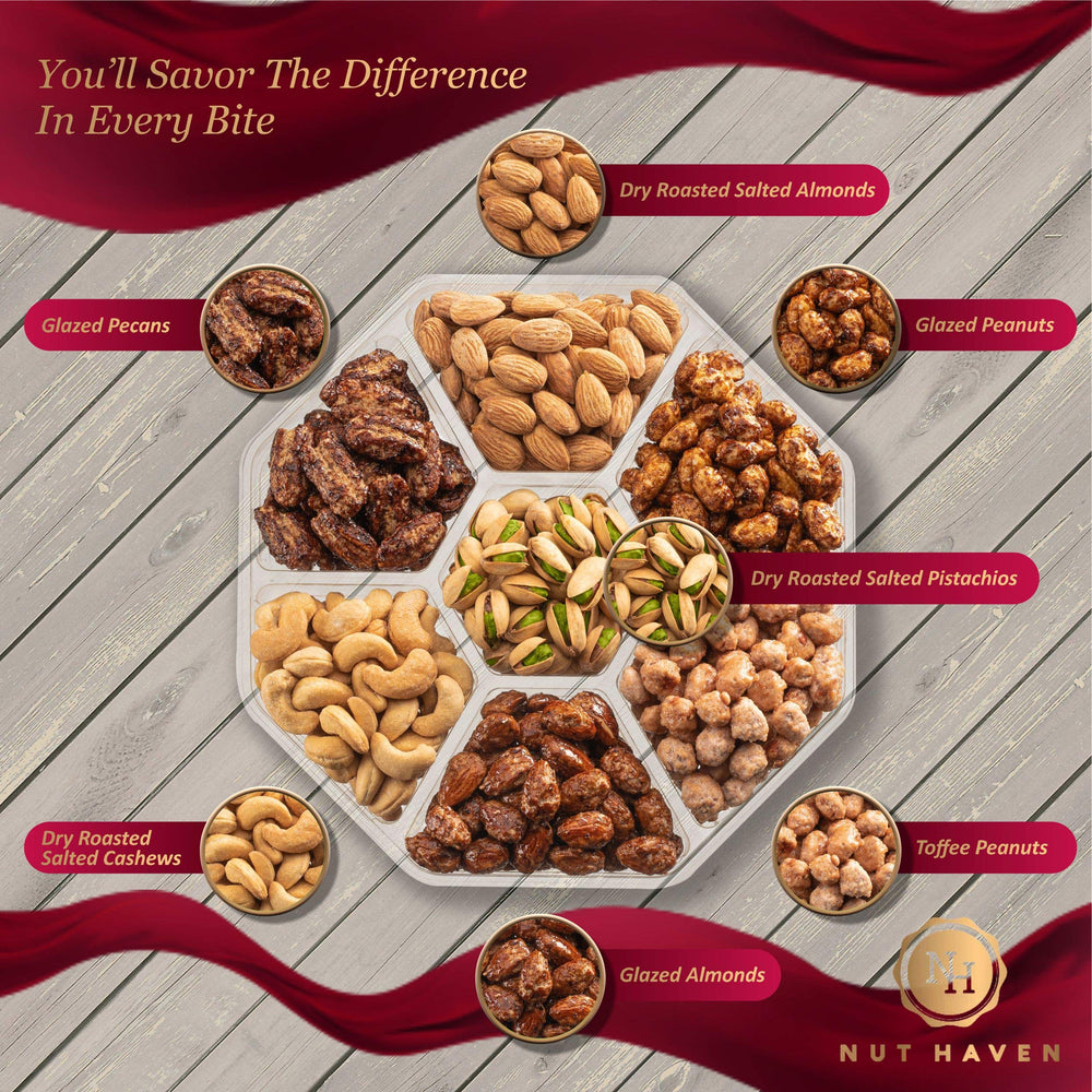 Nut Haven Toffee Peanuts and Glazed Almonds offer crisp sweetness, ideal for gifting