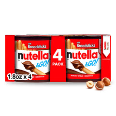 Nutella & GO! four-pack box with cups for quick, mess-free snacking.
