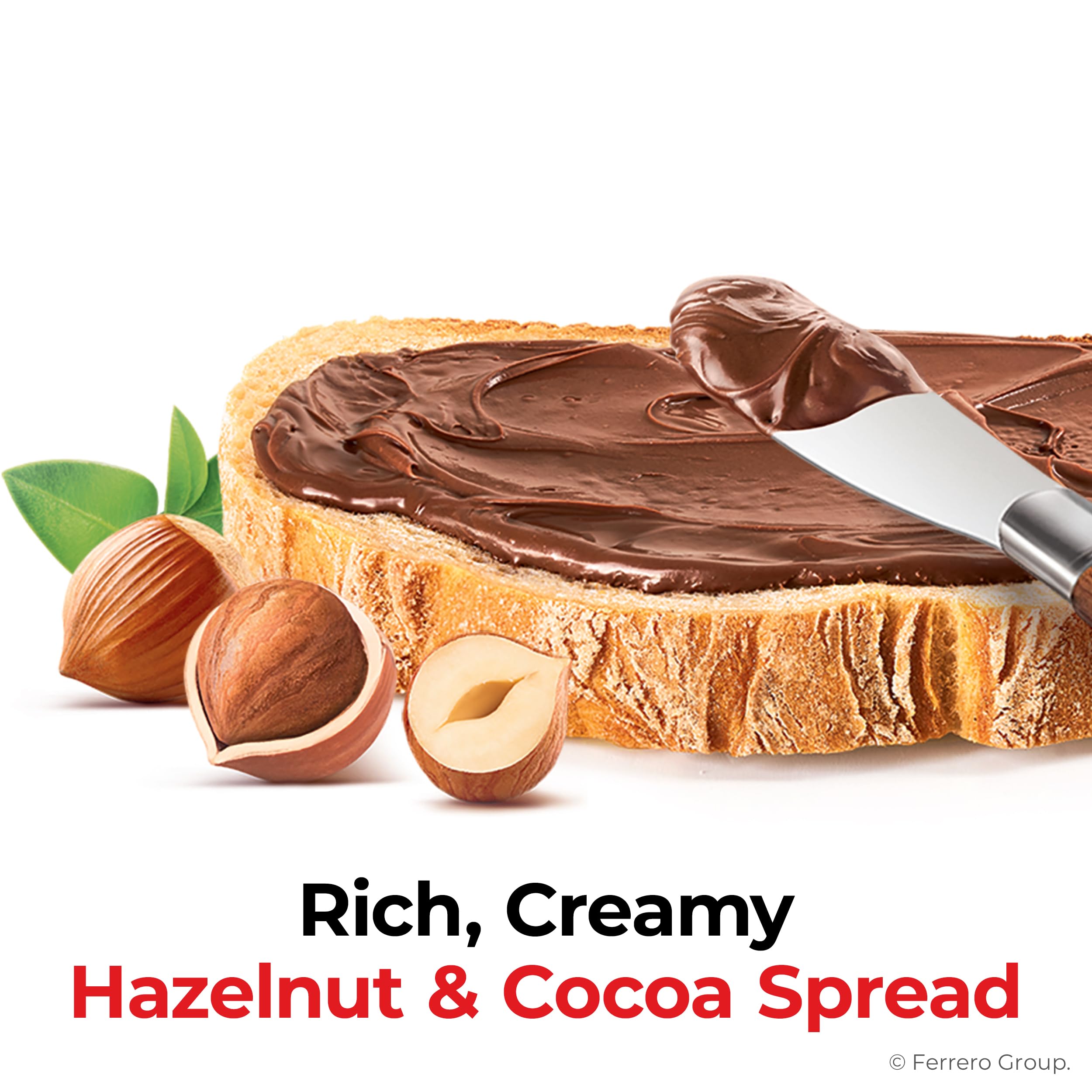Nutella jar close-up showcases smooth spread and roasted hazelnuts.