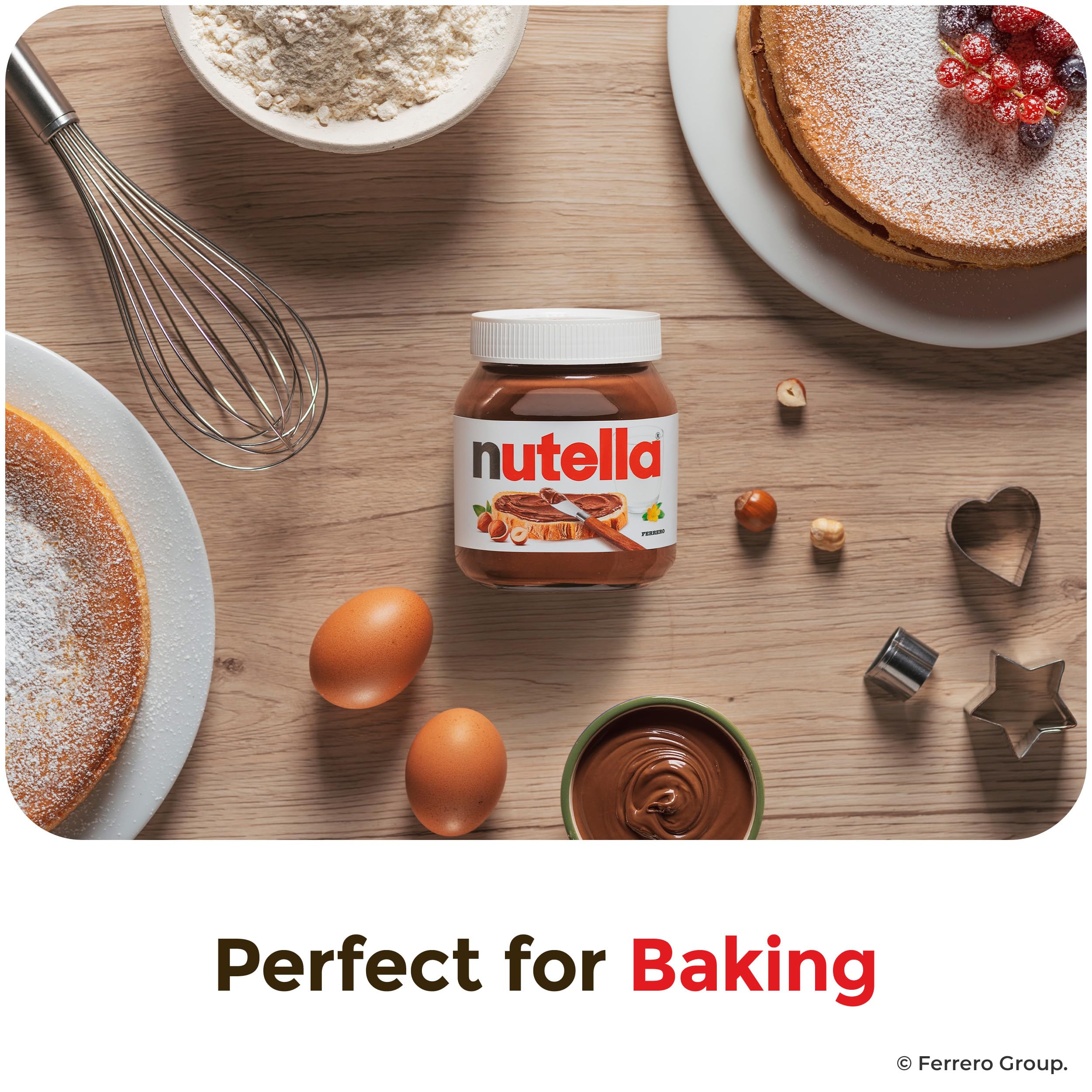 Pancakes topped with Nutella spread for weekend delight.